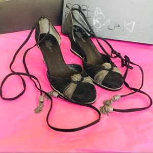 Nine West Black Suede Wedges - Like New